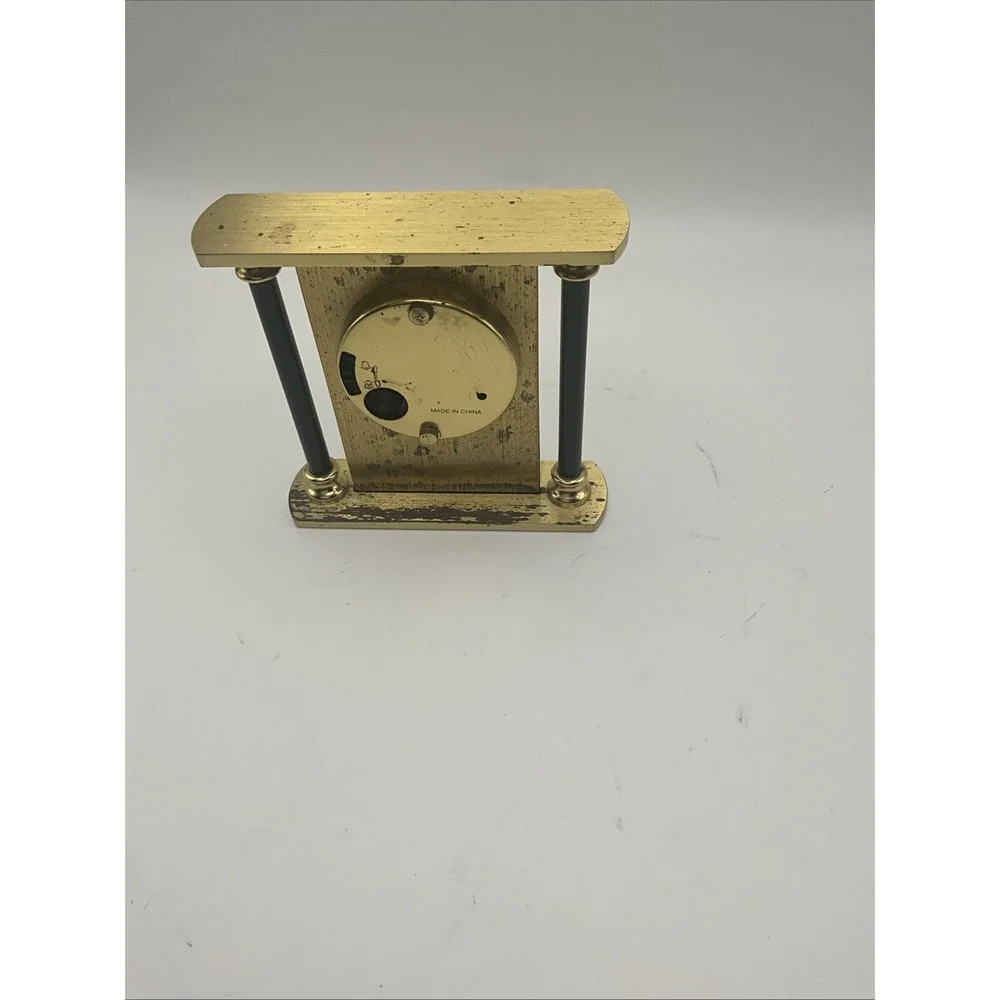 Howard Miller Casey Brass Quartz Desk Alarm Clock Model 613-621 Untested